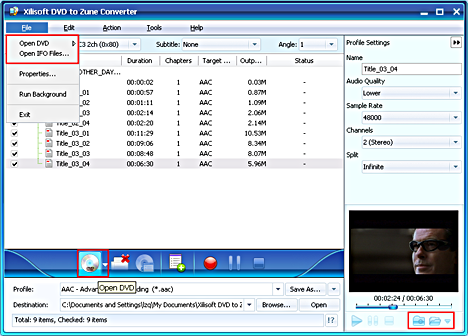 Convertire DVD per Zune